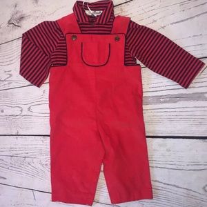 👀Busy Bees Milling Overalls Piping Collar 6M